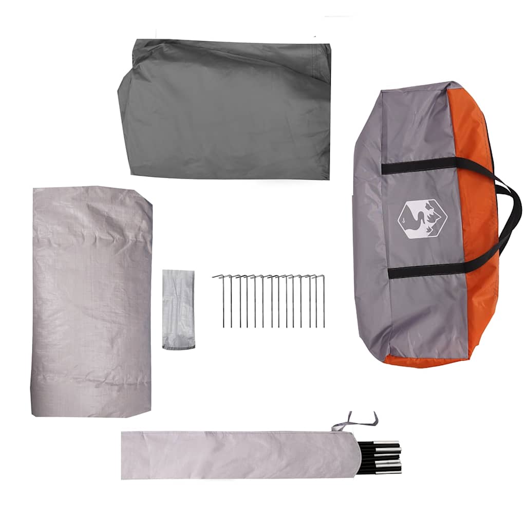 Tenda de campismo cabana p/ 4 pessoas impermeável cinza/laranja