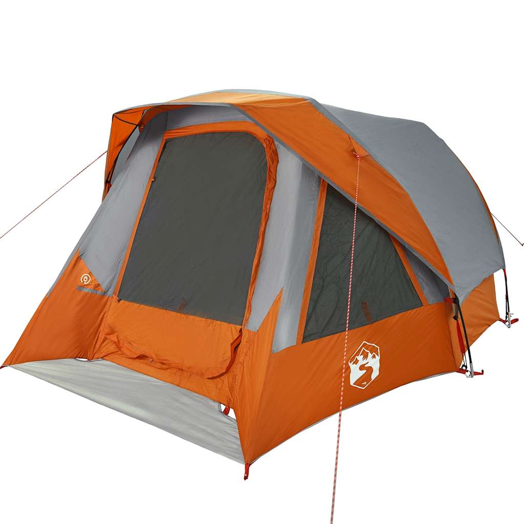 Tenda de campismo cabana p/ 4 pessoas impermeável cinza/laranja