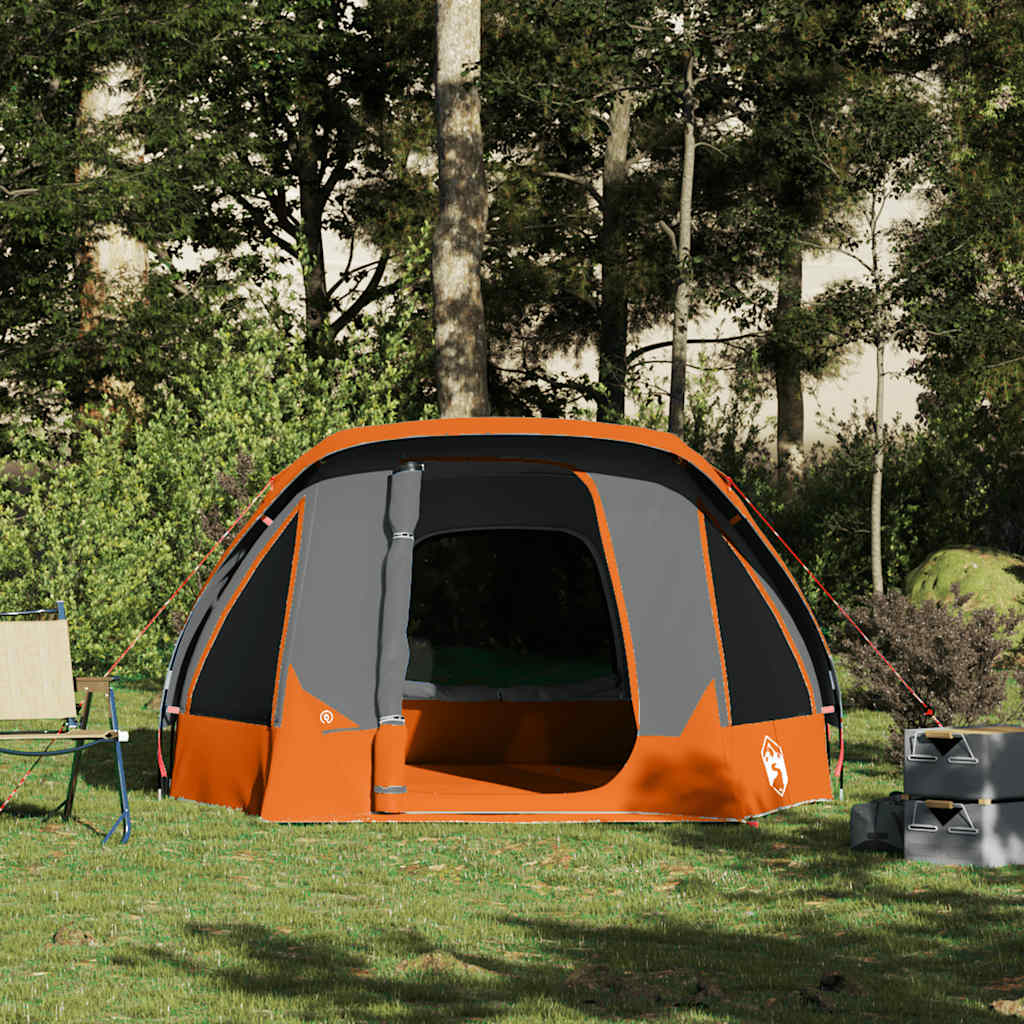 Tenda de campismo cabana p/ 4 pessoas impermeável cinza/laranja