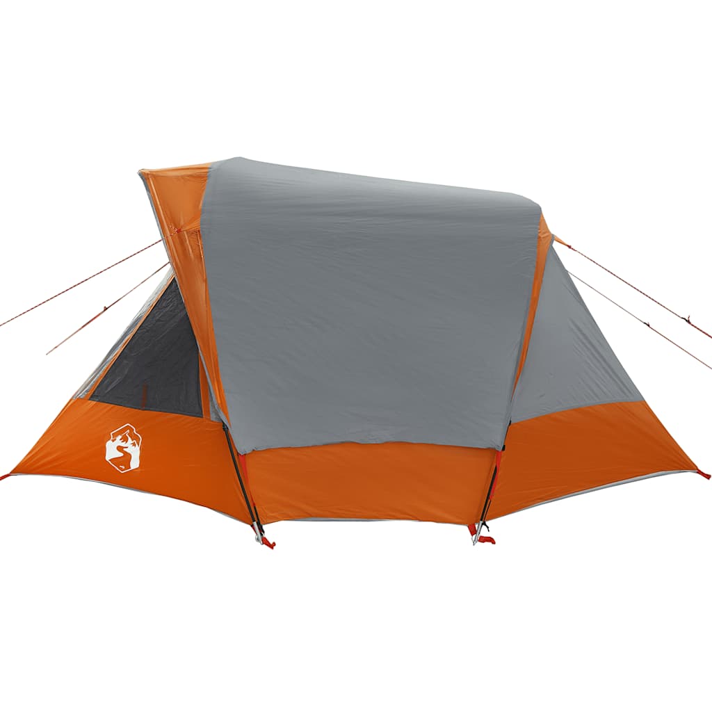 Tenda de campismo cabana p/ 4 pessoas impermeável cinza/laranja