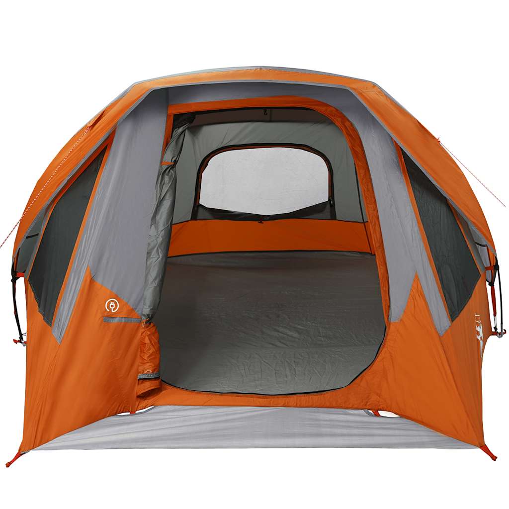 Tenda de campismo cabana p/ 4 pessoas impermeável cinza/laranja