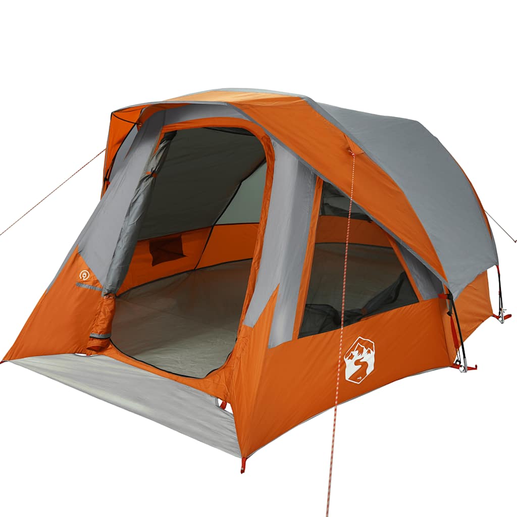Tenda de campismo cabana p/ 4 pessoas impermeável cinza/laranja