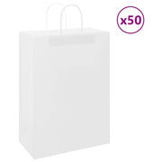 Sacos de papel 50 unid com alças branco 32x17x44 cm