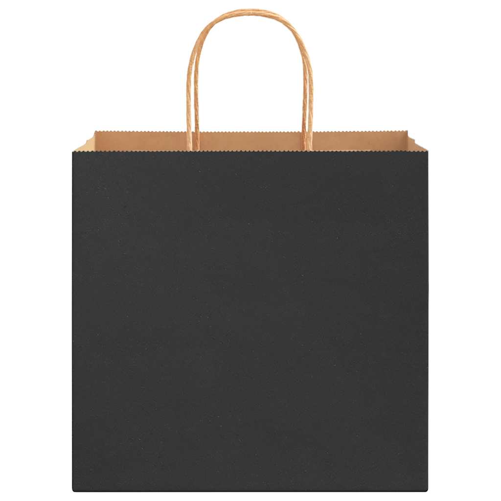 Sacos de papel 250 unid com alças preto 26x17x25 cm