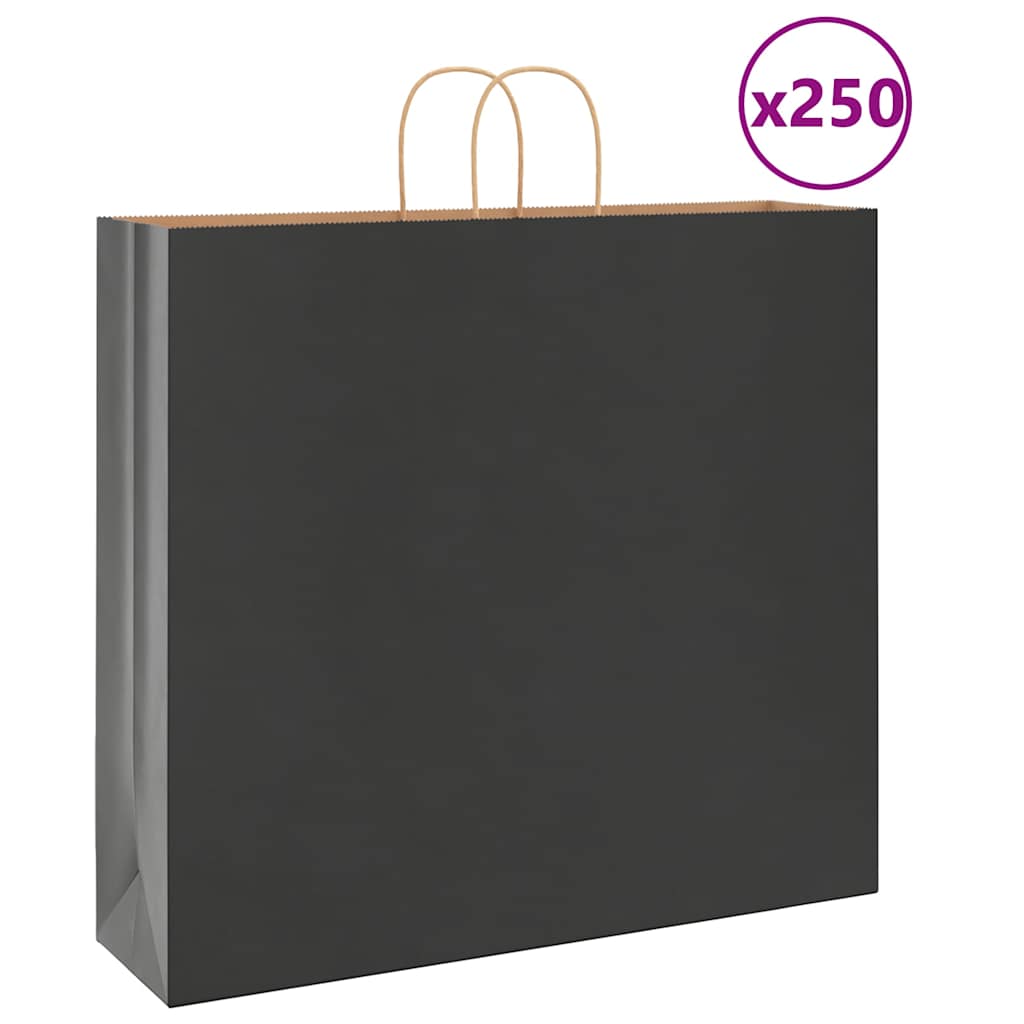 Sacos de papel 250 unid com alças preto 54x15x49 cm