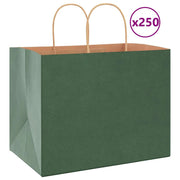 Sacos de papel 250 unid com alças verde 32x22x24 cm