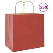 Sacos de papel 50 unid com alças vermelhas 26x17x25 cm
