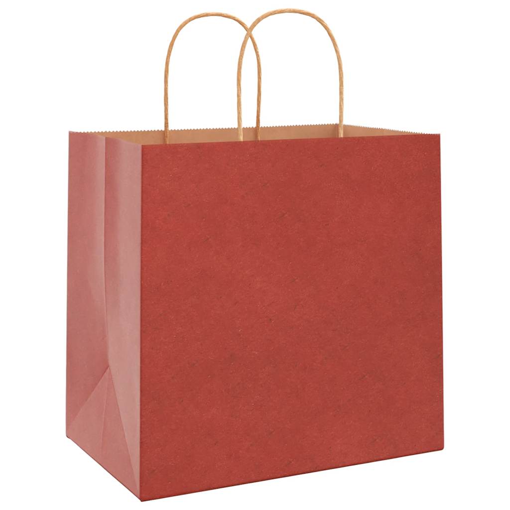 Sacos de papel 50 unid com alças vermelhas 26x17x25 cm