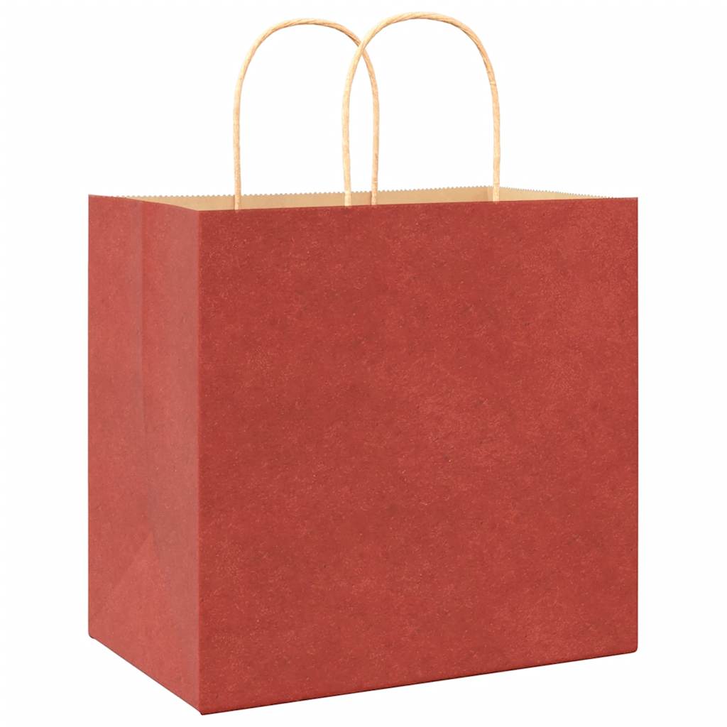 Sacos de papel 50 unid com alças vermelhas 26x17x25 cm