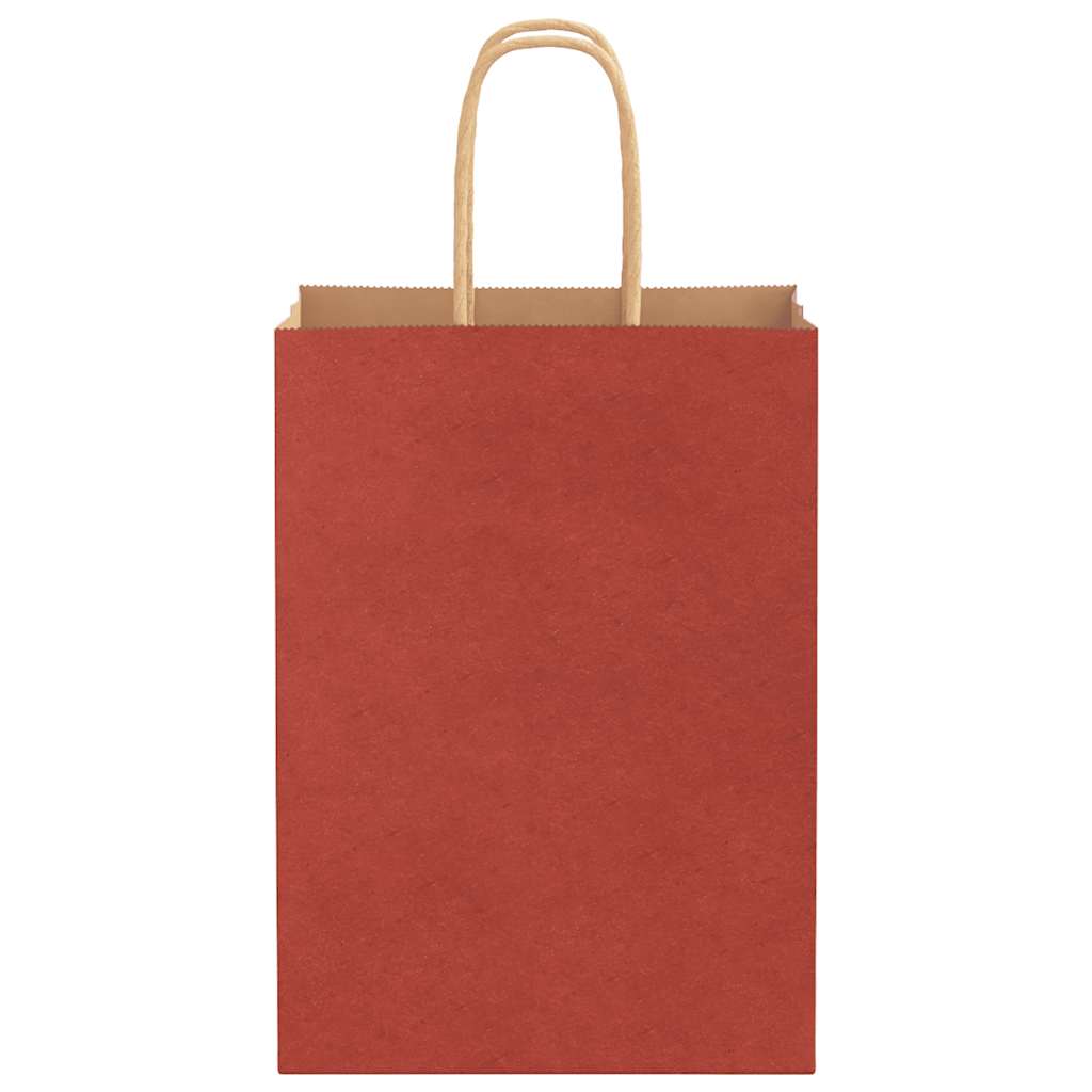 Sacos de papel 250 unid com alças vermelhas 15x8x21 cm