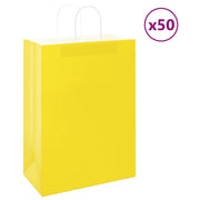 Sacos de papel 50 unid com alças amarelo 32x17x44 cm