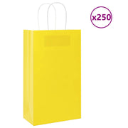 Sacos de papel 250 unid com alças amarelo 21x11x36 cm