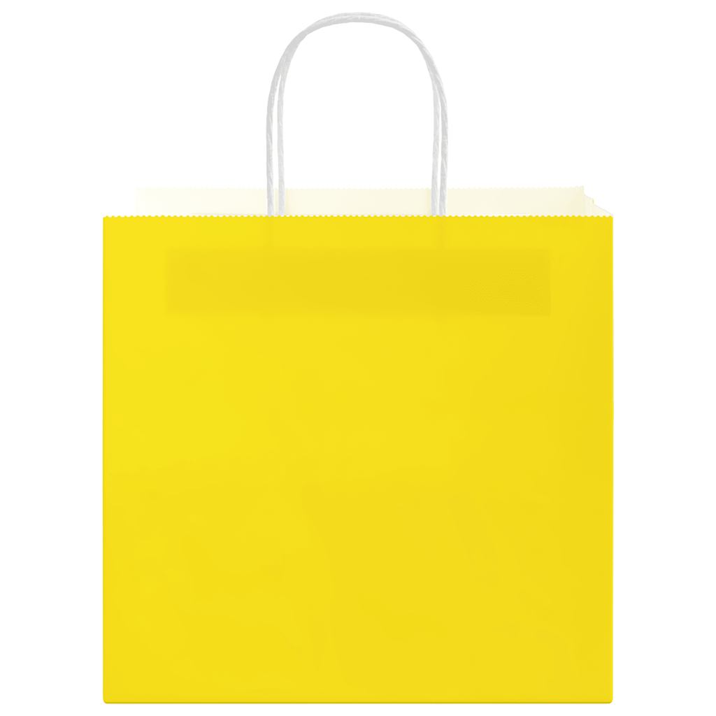 Sacos de papel 250 unid com alças amarelo 21x11x36 cm