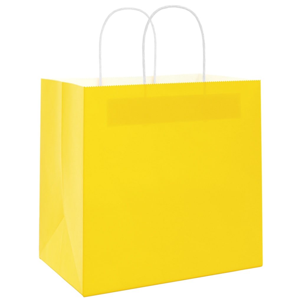 Sacos de papel 250 unid com alças amarelo 21x11x36 cm