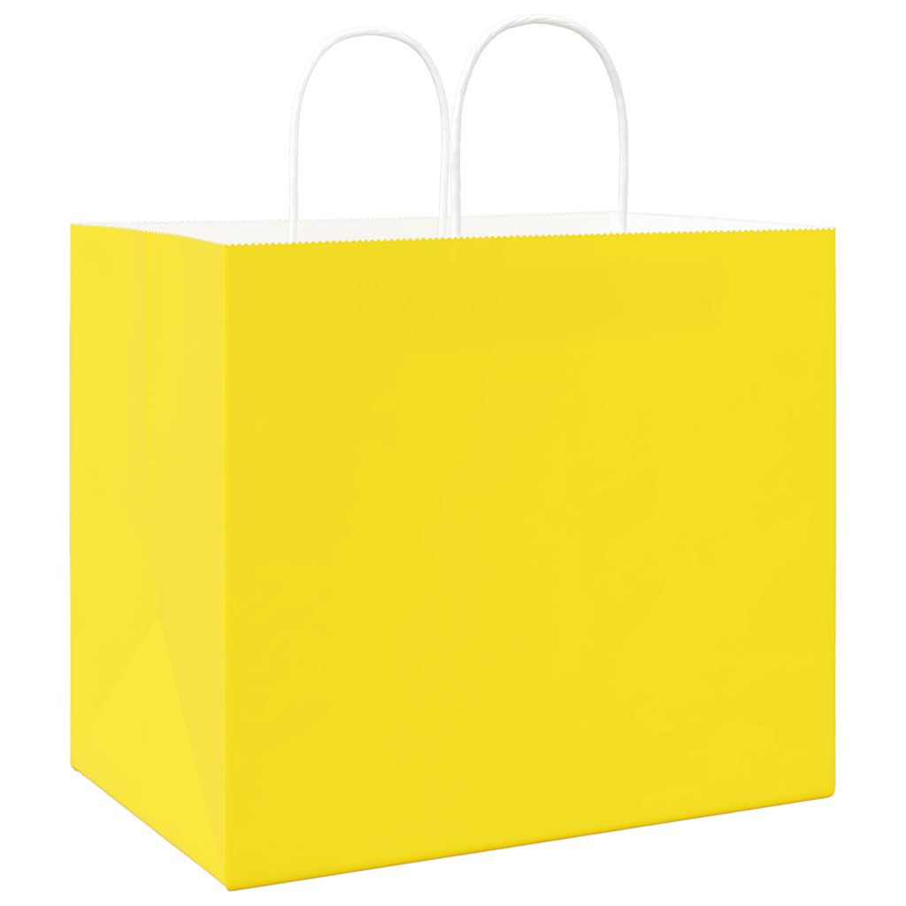 Sacos de papel 250 unid com alças amarelo 32x22x28 cm