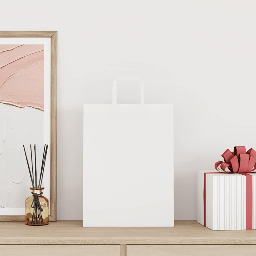 Sacos de papel 250 unid com alças branco 26x12x35 cm