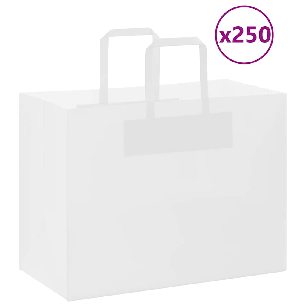 Sacos de papel 250 unid com alças branco 32x17x25 cm
