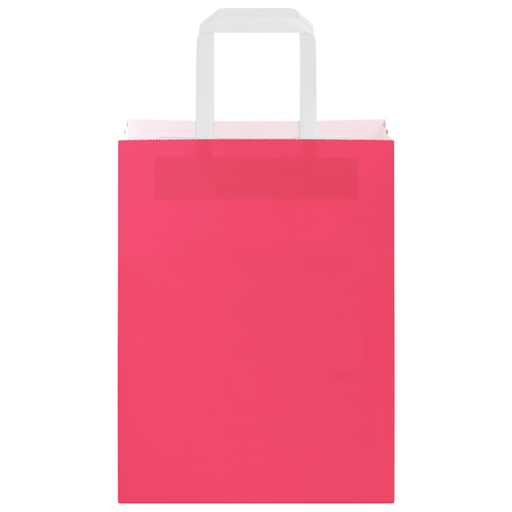 Sacos de papel 250 unid com alças rosa 21x11x28 cm