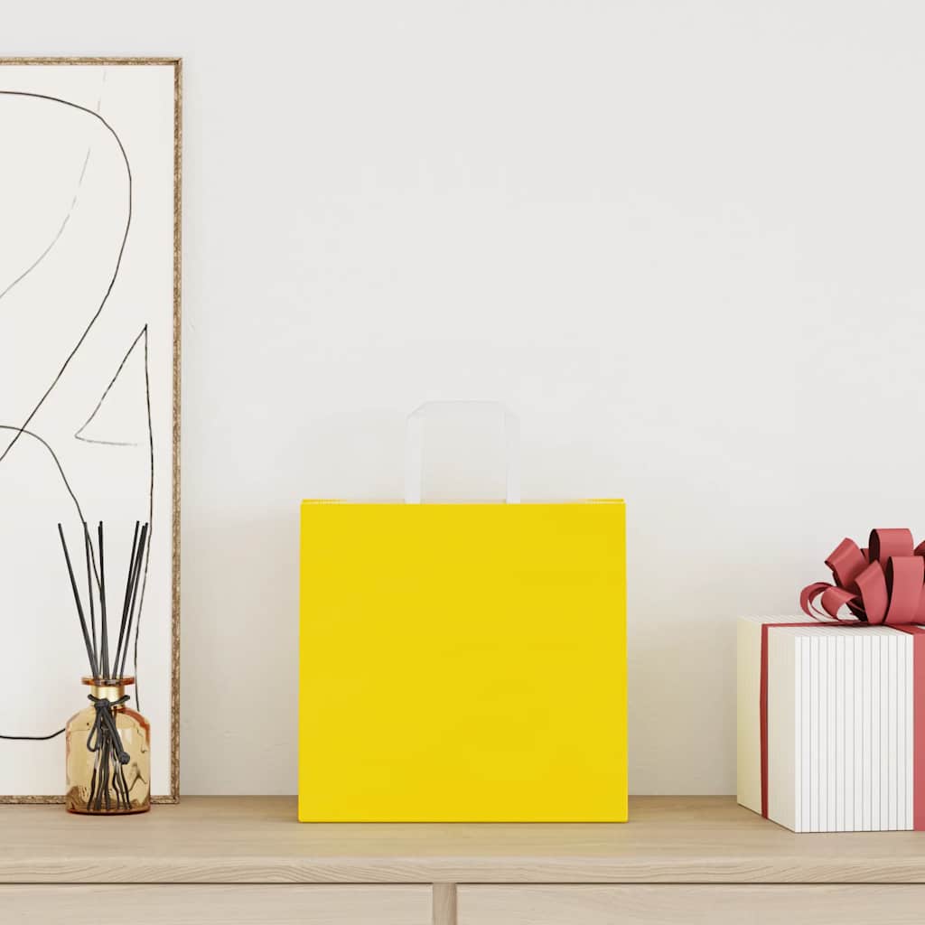 Sacos de papel 250 unid com alças amarelo 26x17x25 cm