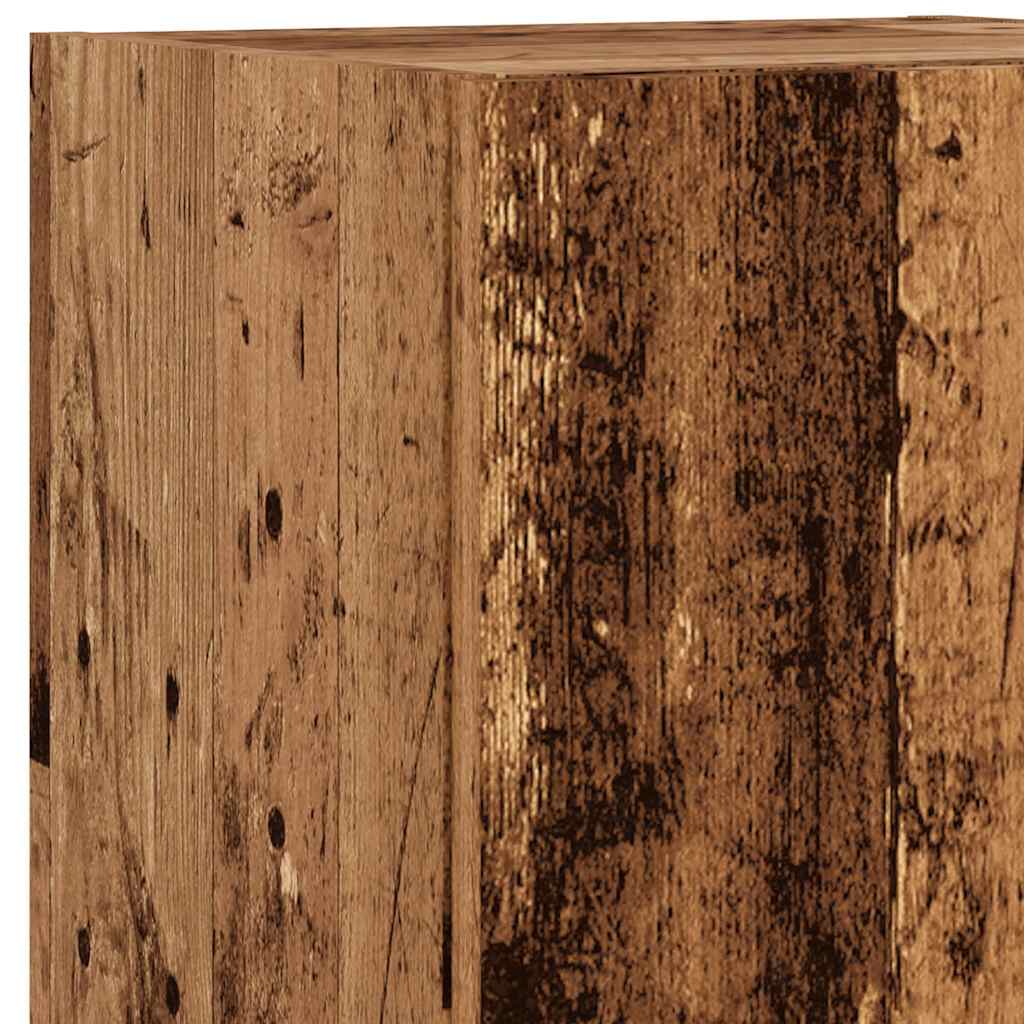 Móveis de TV com luzes LED 2 pcs 30,5x30x102 cm madeira velha