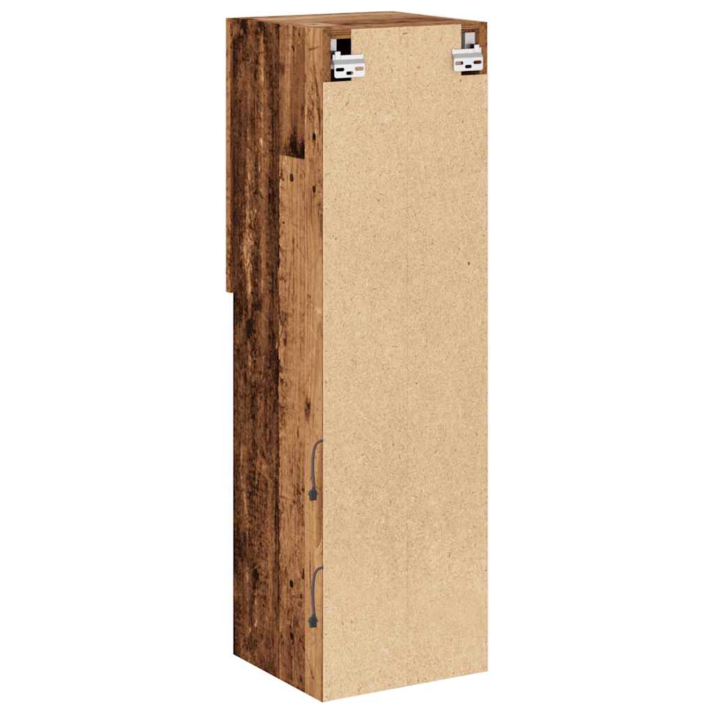 Móveis de TV com luzes LED 2 pcs 30,5x30x102 cm madeira velha