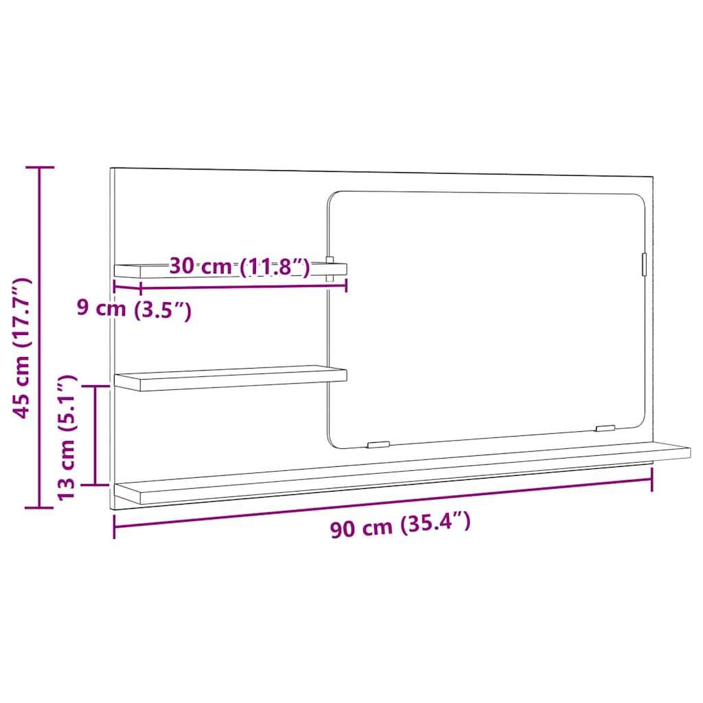 Armário casa banho c/ espelho deriv. madeira carvalho artisiano
