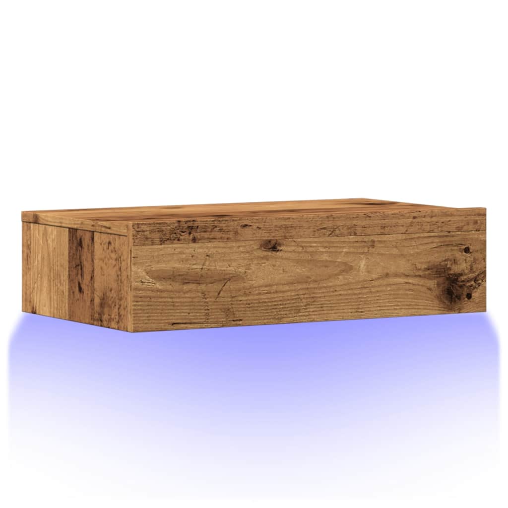 Móvel de TV com luzes LED 60x35x15,5 cm madeira velha