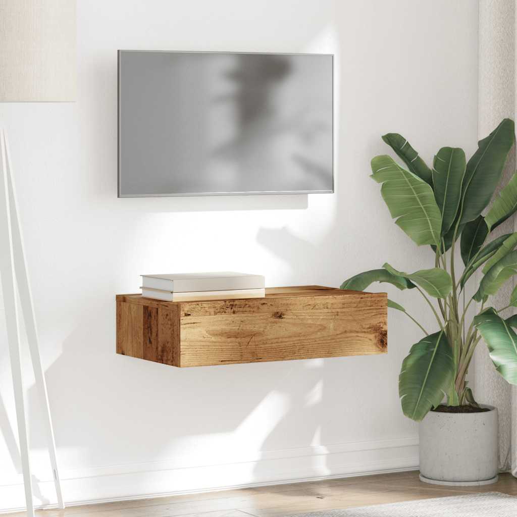 Móvel de TV com luzes LED 60x35x15,5 cm madeira velha