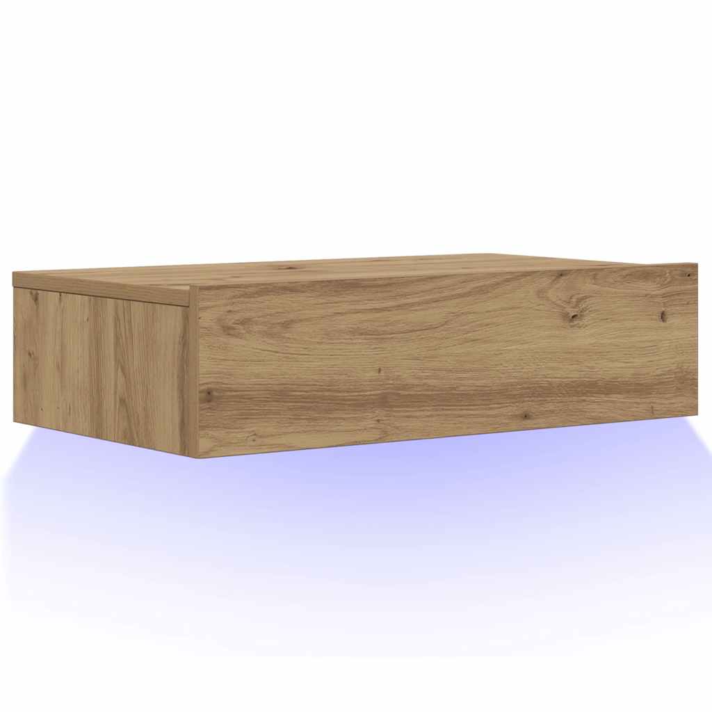 Móvel de TV com luzes LED 60x35x15,5 cm carvalho artisiano