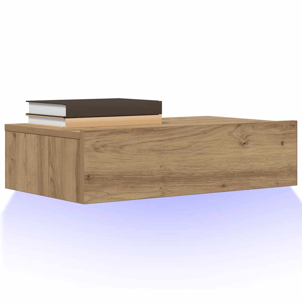 Móvel de TV com luzes LED 60x35x15,5 cm carvalho artisiano