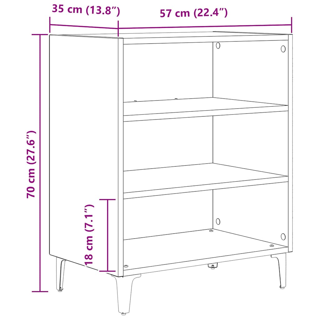 Aparador 57x35x70 cm derivados madeira cor carvalho artisiano