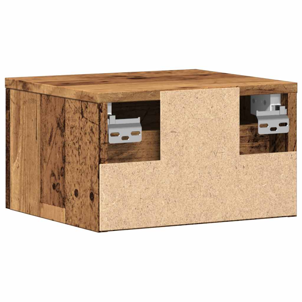 Mesas de cabeceira de parede 2 pcs 34x30x20cm cor madeira velha