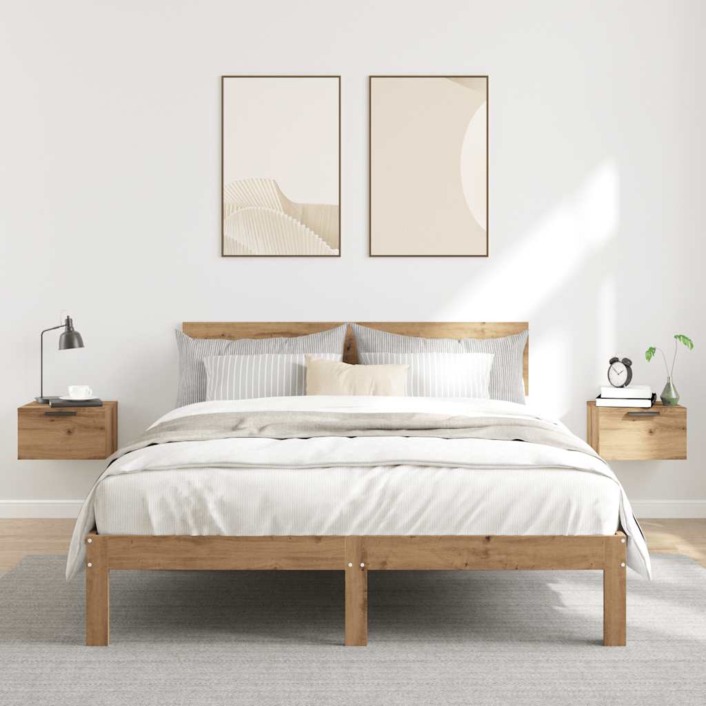 Mesas de cabeceira de parede 2pcs 34x30x20cm carvalho artisiano