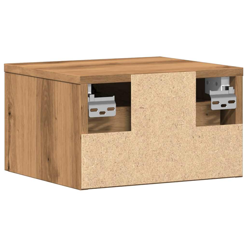 Mesas de cabeceira de parede 2pcs 34x30x20cm carvalho artisiano