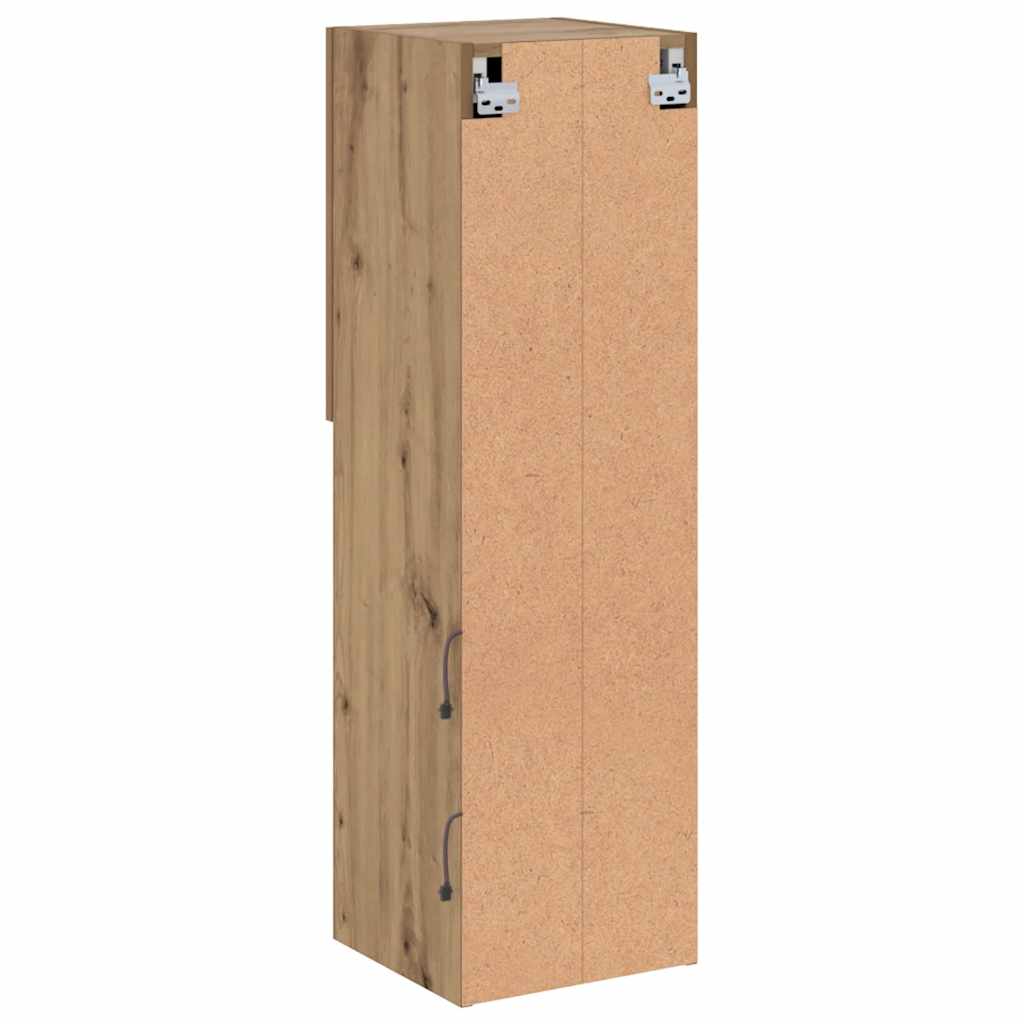 Móvel de TV com luzes LED 30,5x30x102 cm carvalho artisiano