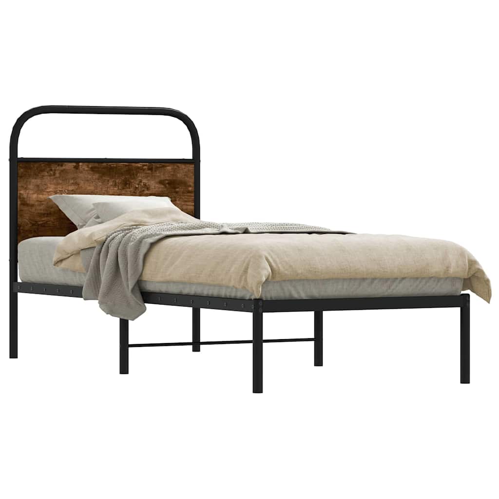 Estrutura cama s/ colchão derivados de madeira carvalho fumado