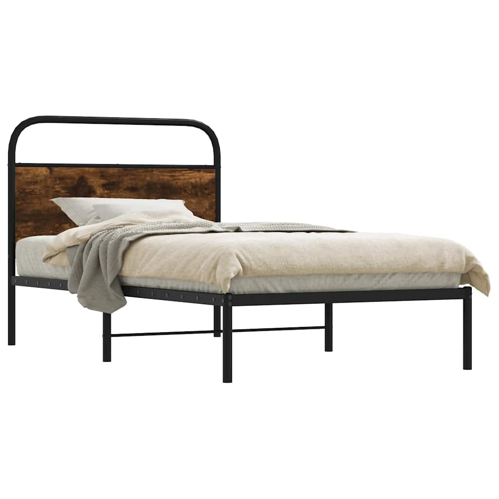 Estrutura cama s/ colchão derivados de madeira carvalho fumado
