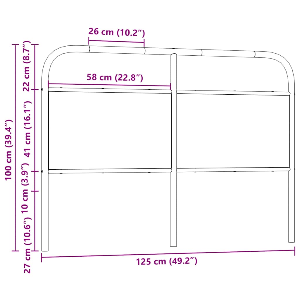 Cabeceira de cama 120 cm derivados madeira/aço carvalho sonoma