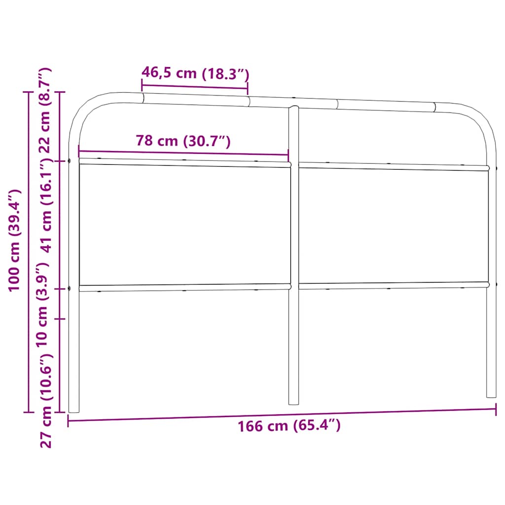 Cabeceira de cama 160 cm derivados madeira/aço carvalho sonoma