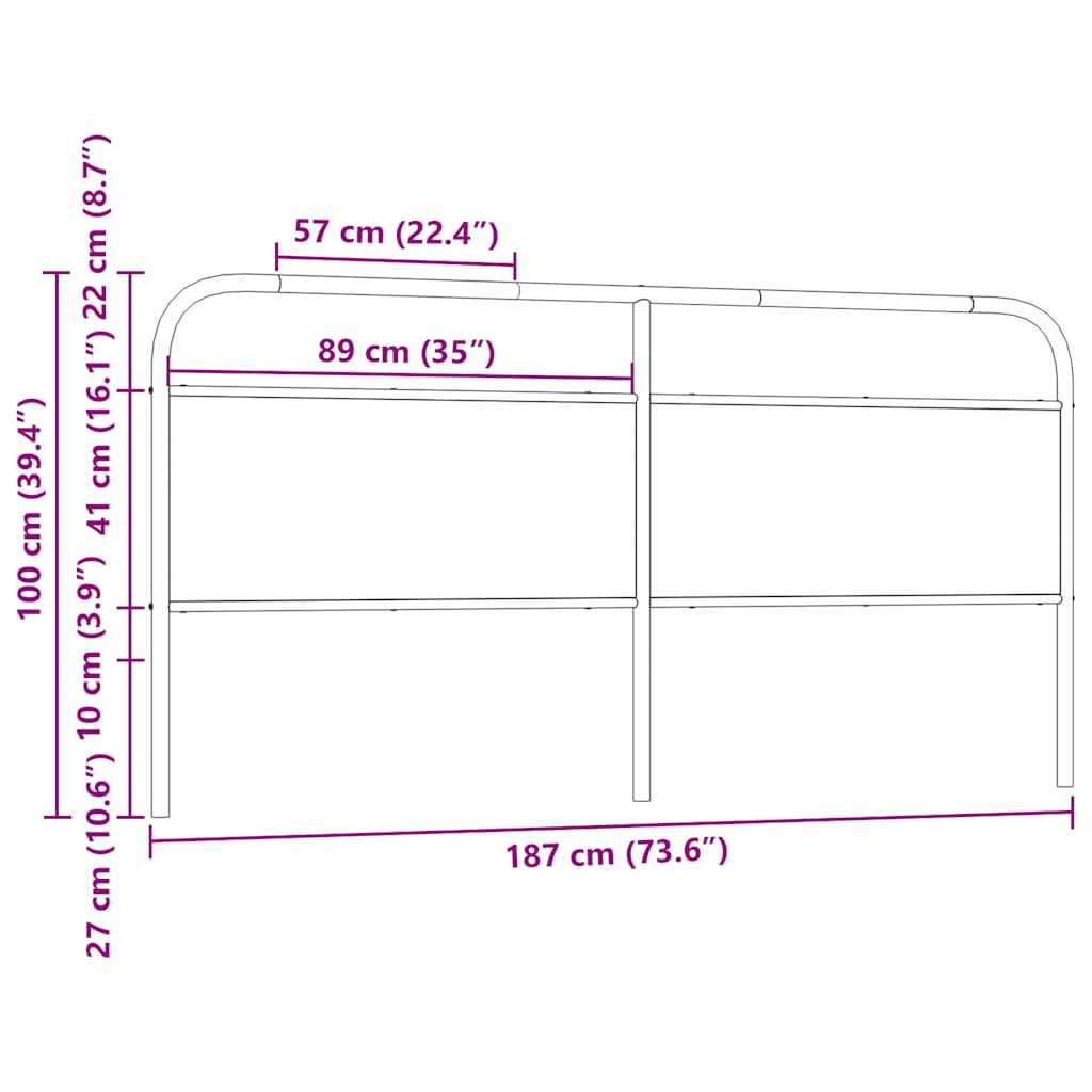 Cabeceira de cama 180 cm derivados madeira/aço carvalho sonoma
