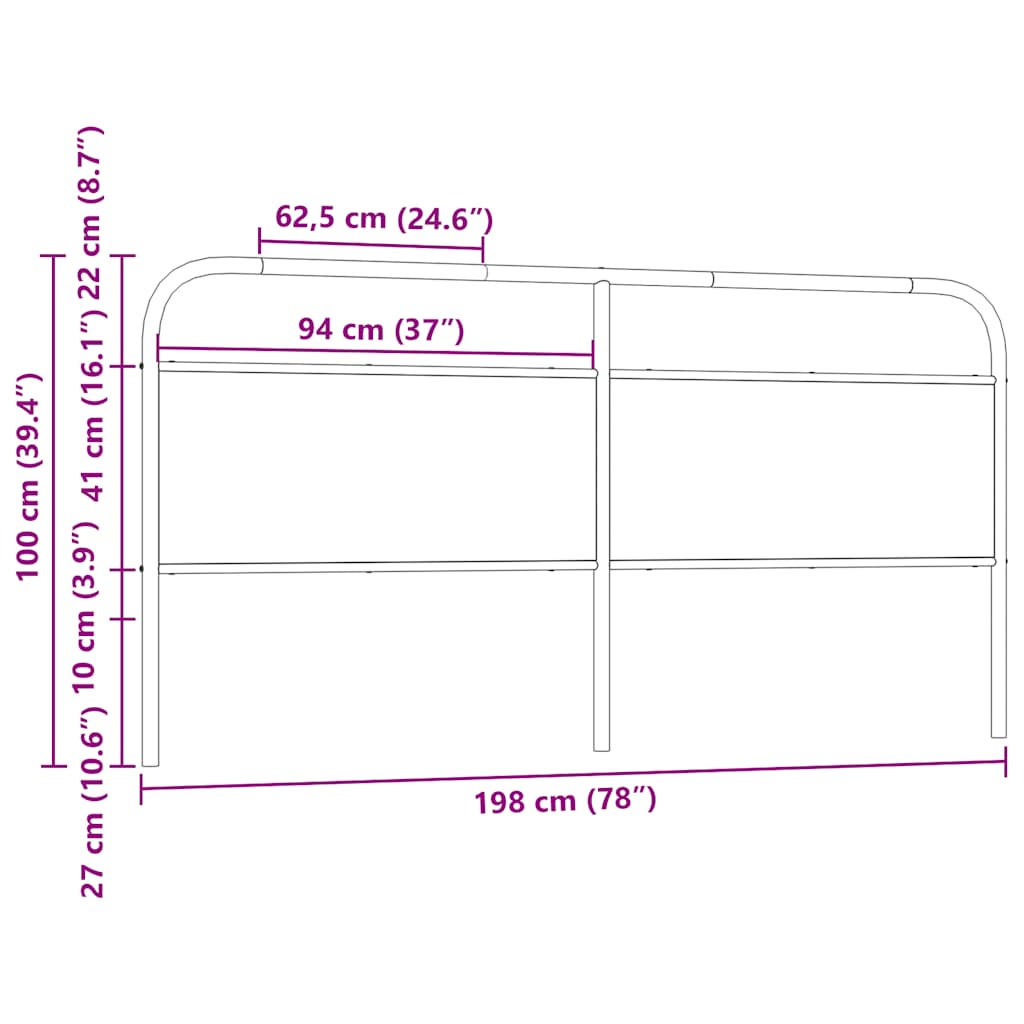Cabeceira de cama 190 cm derivados madeira/aço carvalho sonoma
