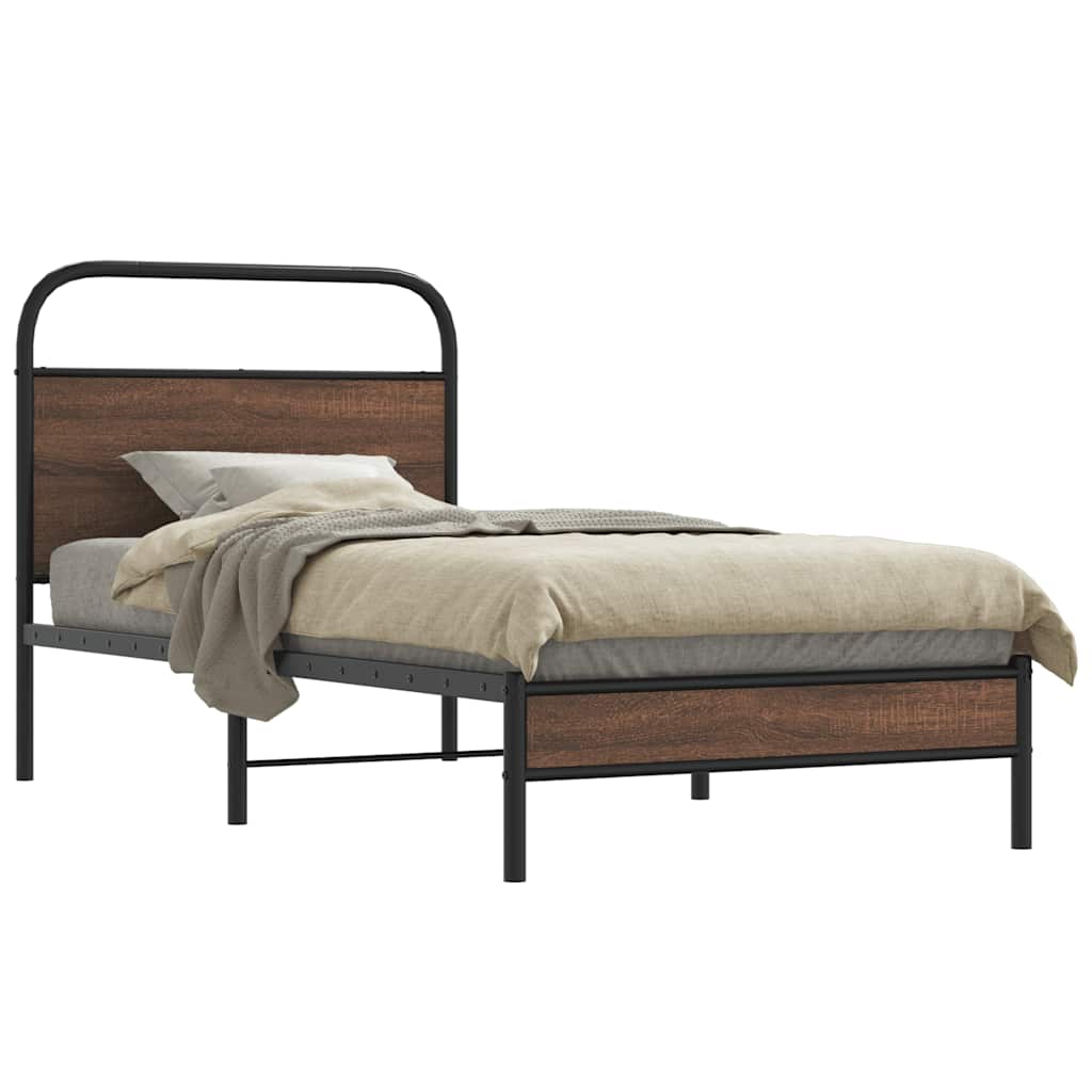 Estrutura cama s/ colchão derivados madeira carvalho castanho