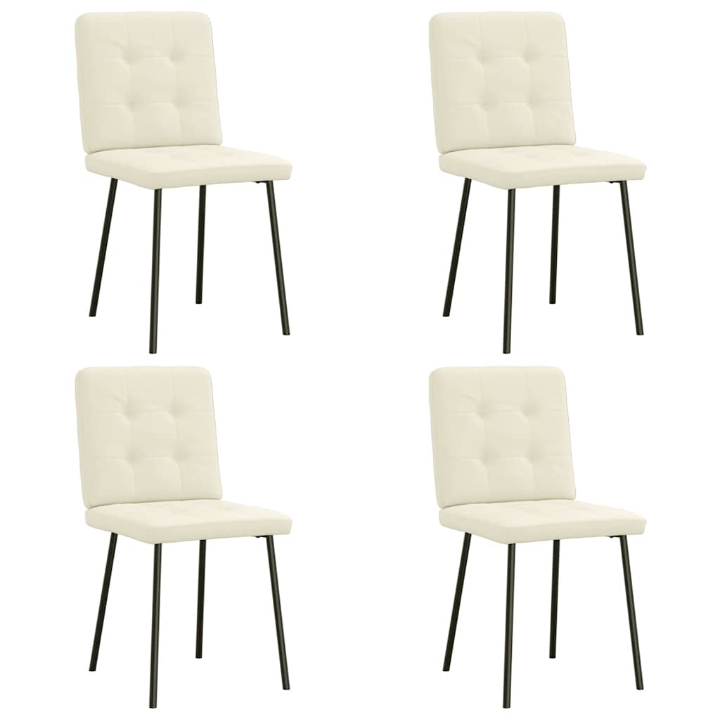 Cadeiras de jantar 4 pcs veludo cor creme