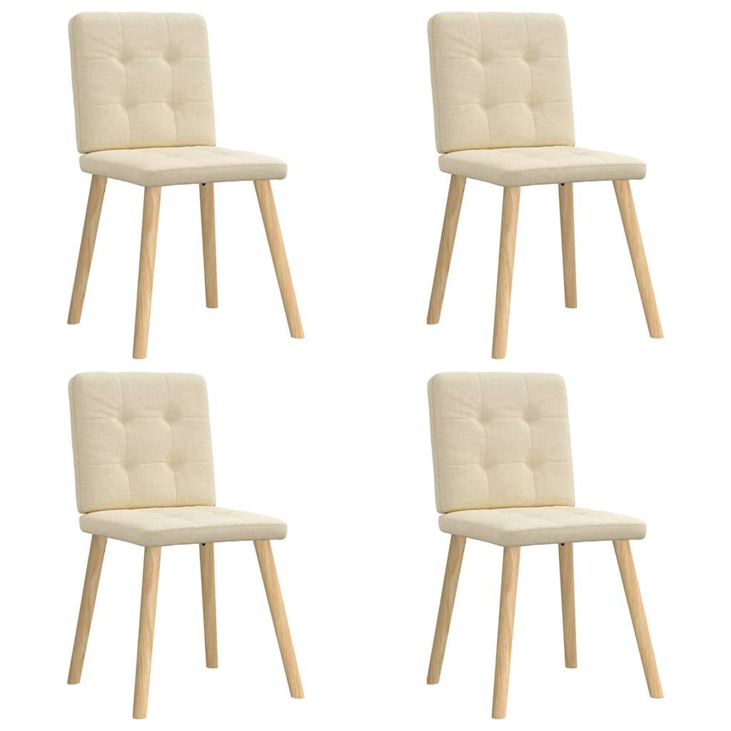 Cadeiras de jantar 4 pcs tecido cor creme