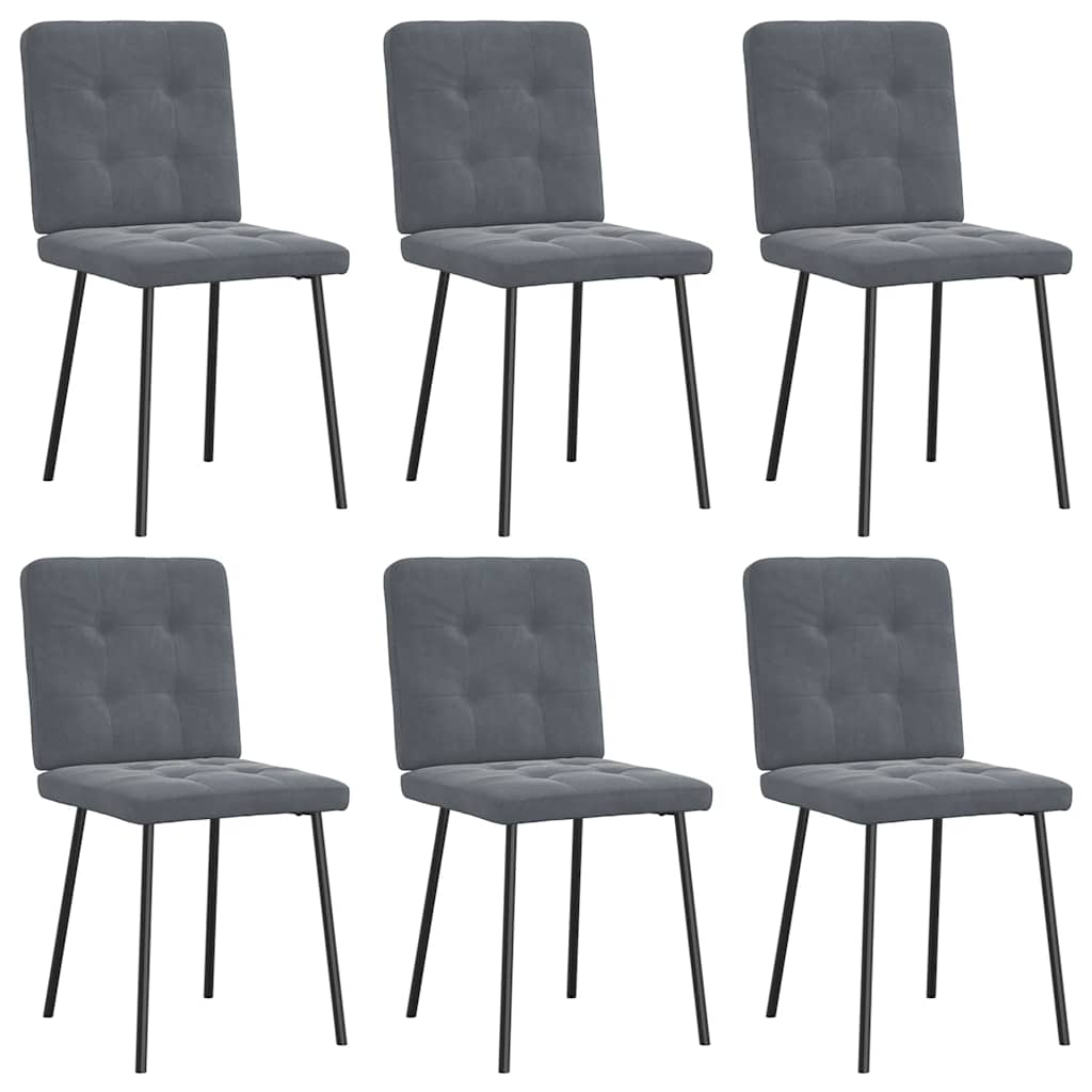 Cadeiras de jantar 6 pcs veludo cinzento-escuro