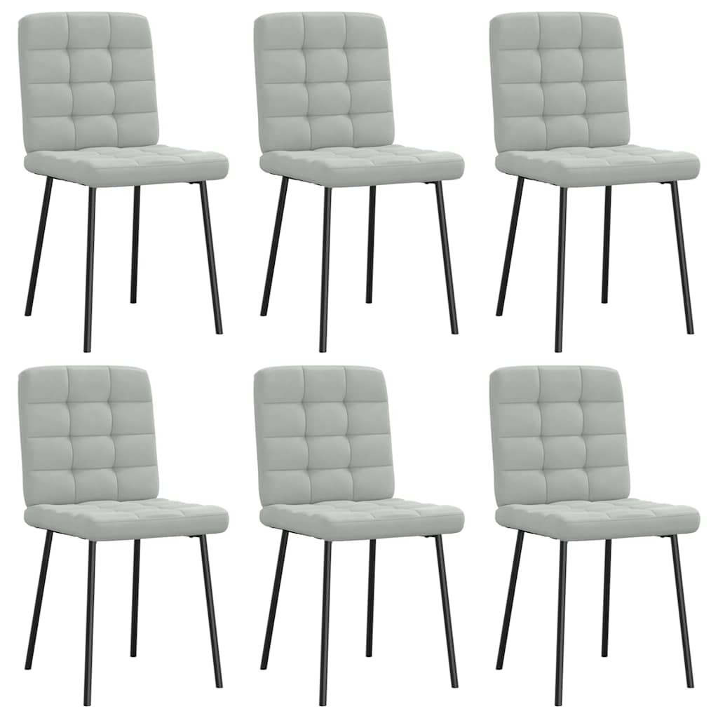 Cadeiras de jantar 6 pcs veludo cinzento-claro
