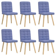 Cadeiras de jantar 6 pcs Jeans Tecido Azul