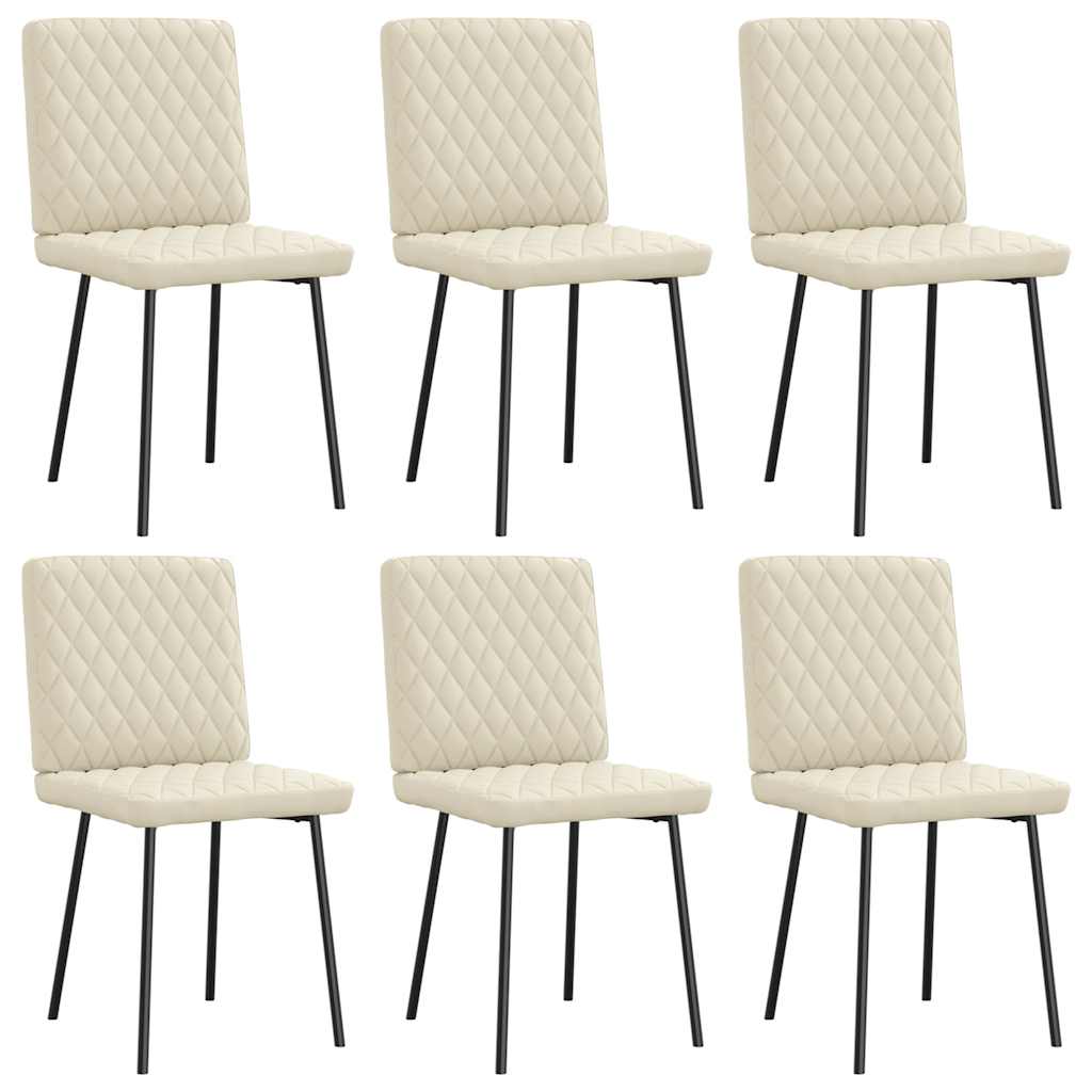 Cadeiras de jantar 6 pcs couro artificial cor creme