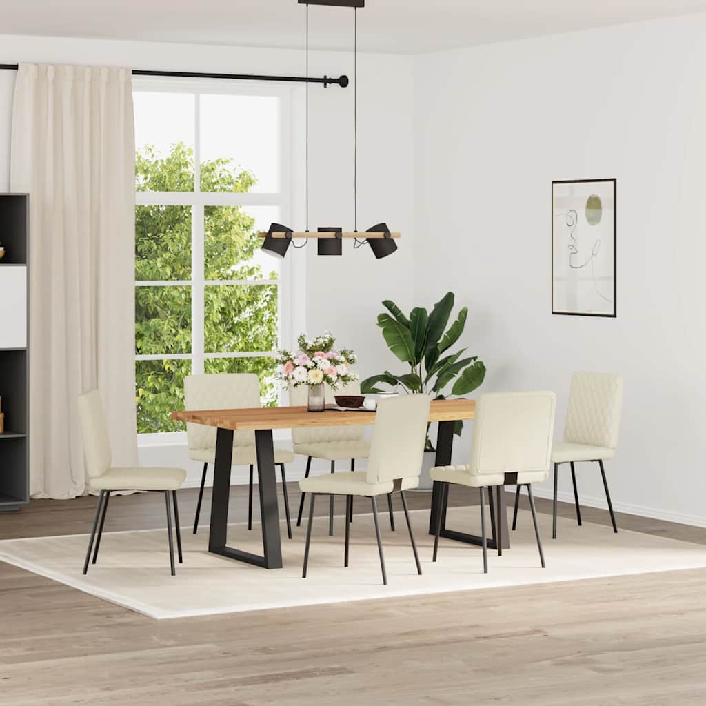 Cadeiras de jantar 6 pcs couro artificial cor creme