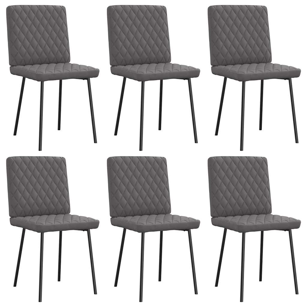 Cadeiras de jantar 6 pcs couro artificial cinzento